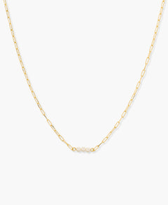 Paperclip Chain Necklace with Pearl Detail
