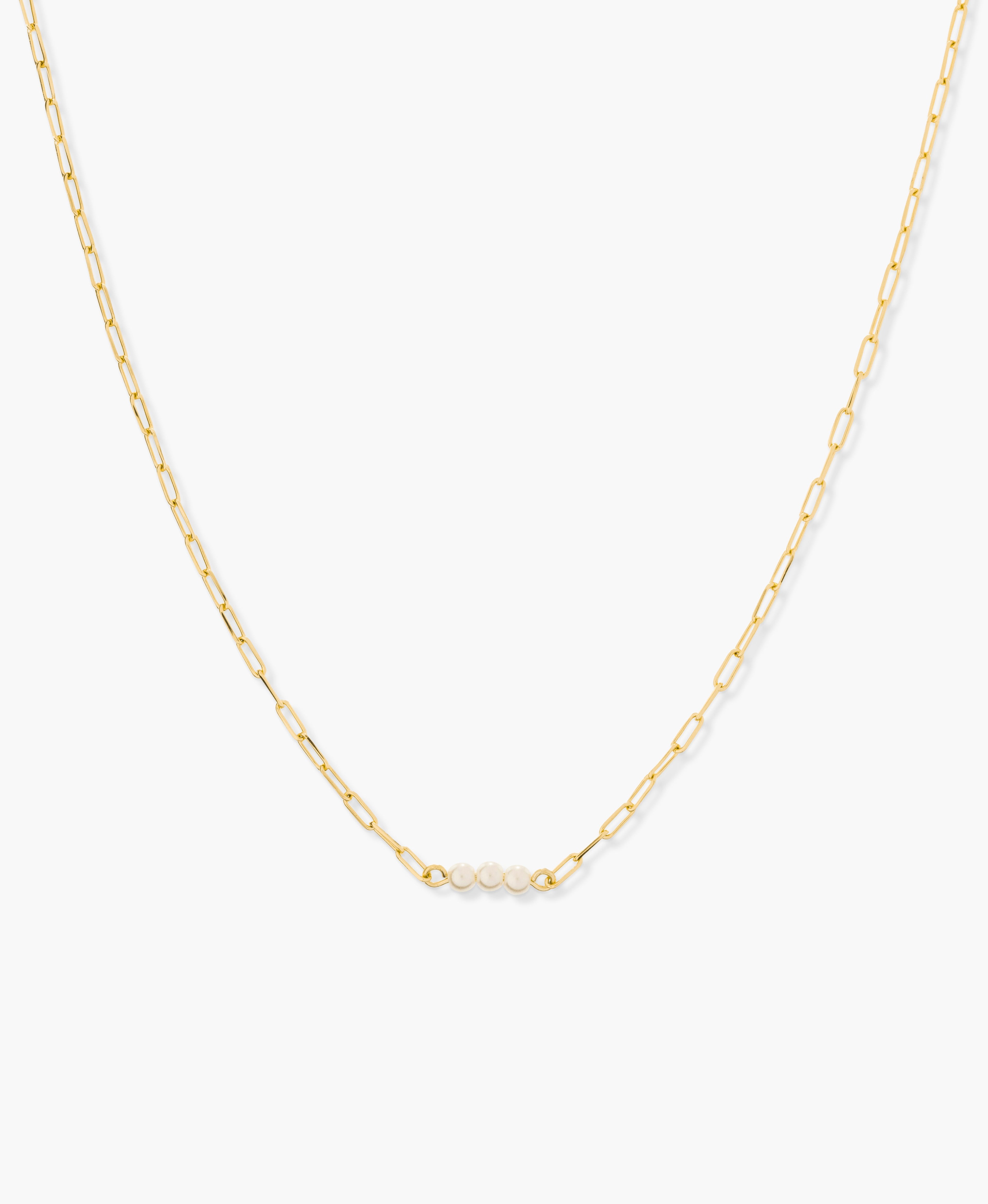 Paperclip Chain Necklace with Pearl Detail