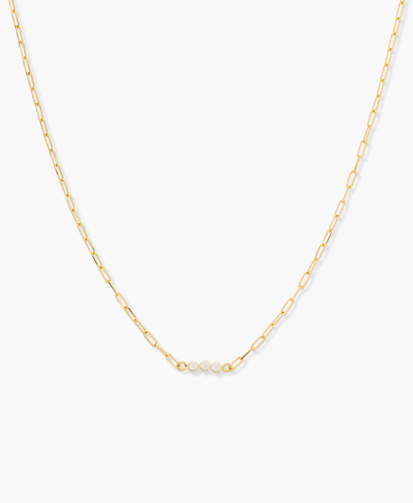 Paperclip Chain Necklace with Pearl Detail