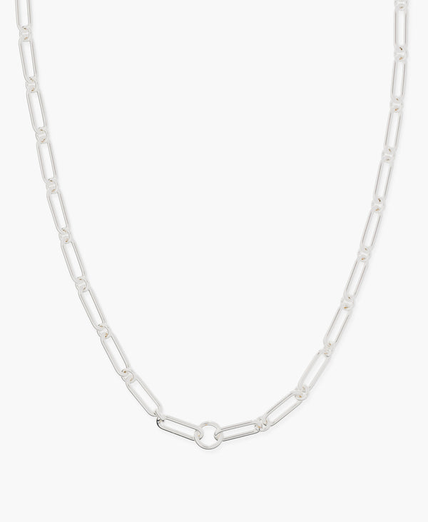 Paperclip Link Necklace with Center Ring