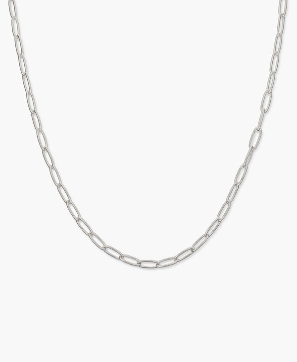 Oval Paperclip Chain Necklace in Silver