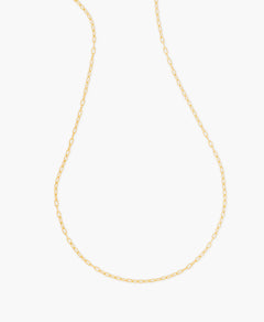 Micro Paperclip Chain Necklace 30" in Gold