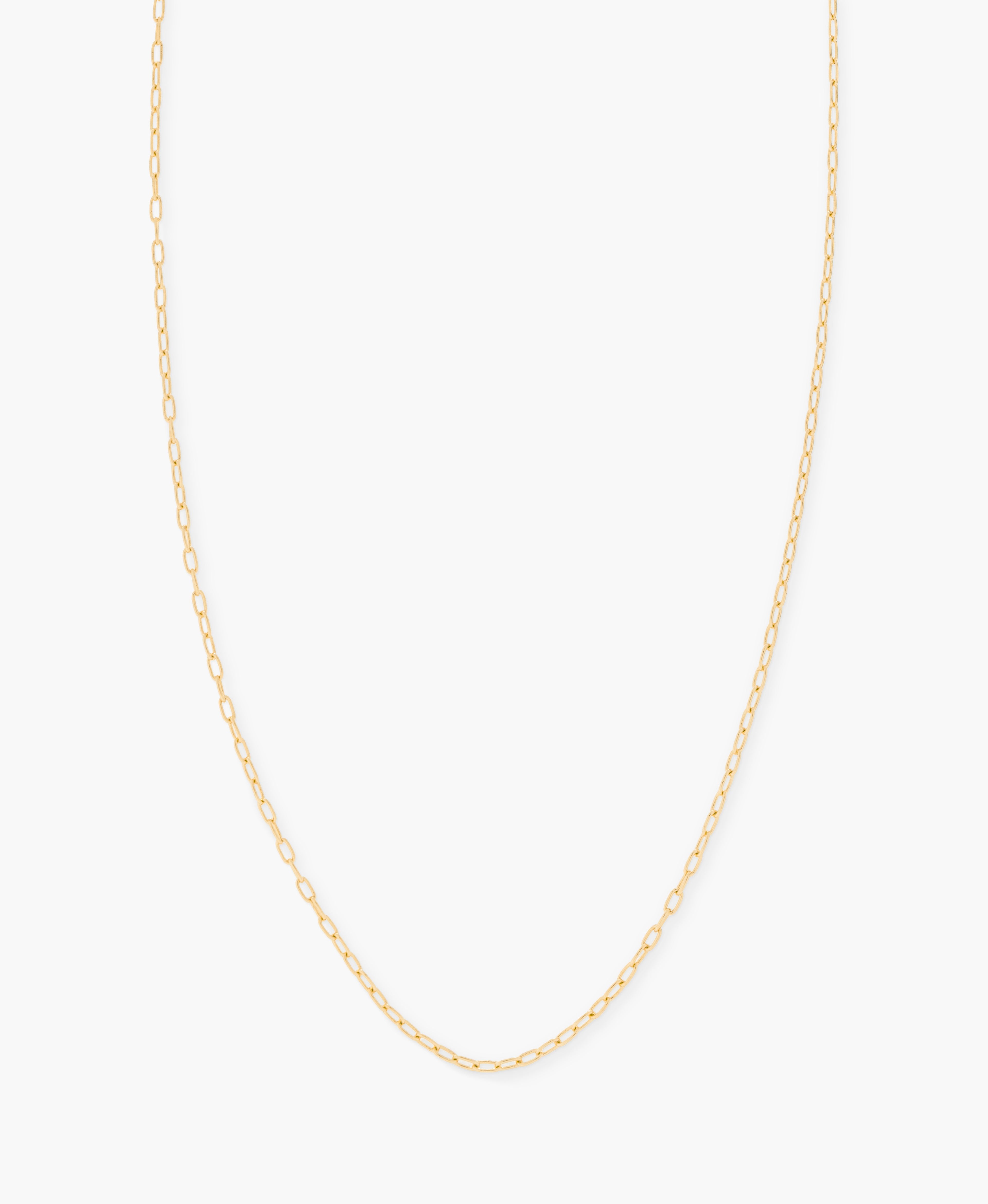 Micro Paperclip Chain Necklace 30" in Gold