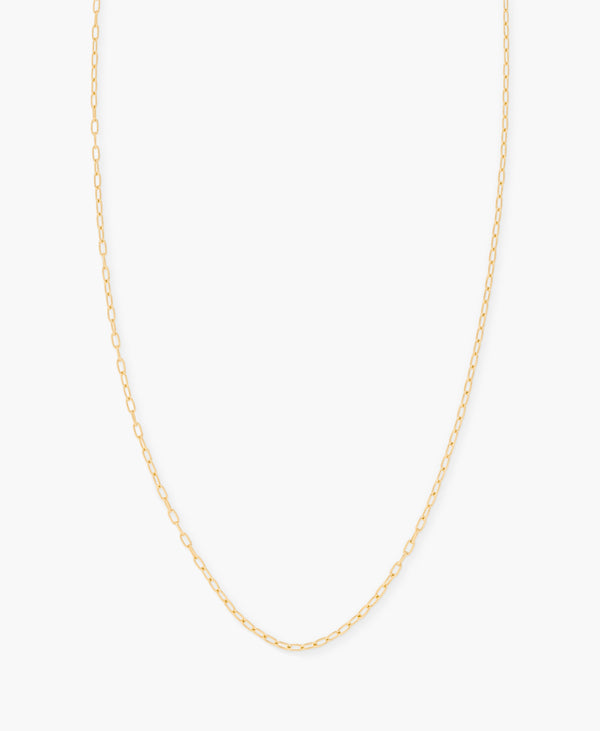 Micro Paperclip Chain Necklace 30" in Gold