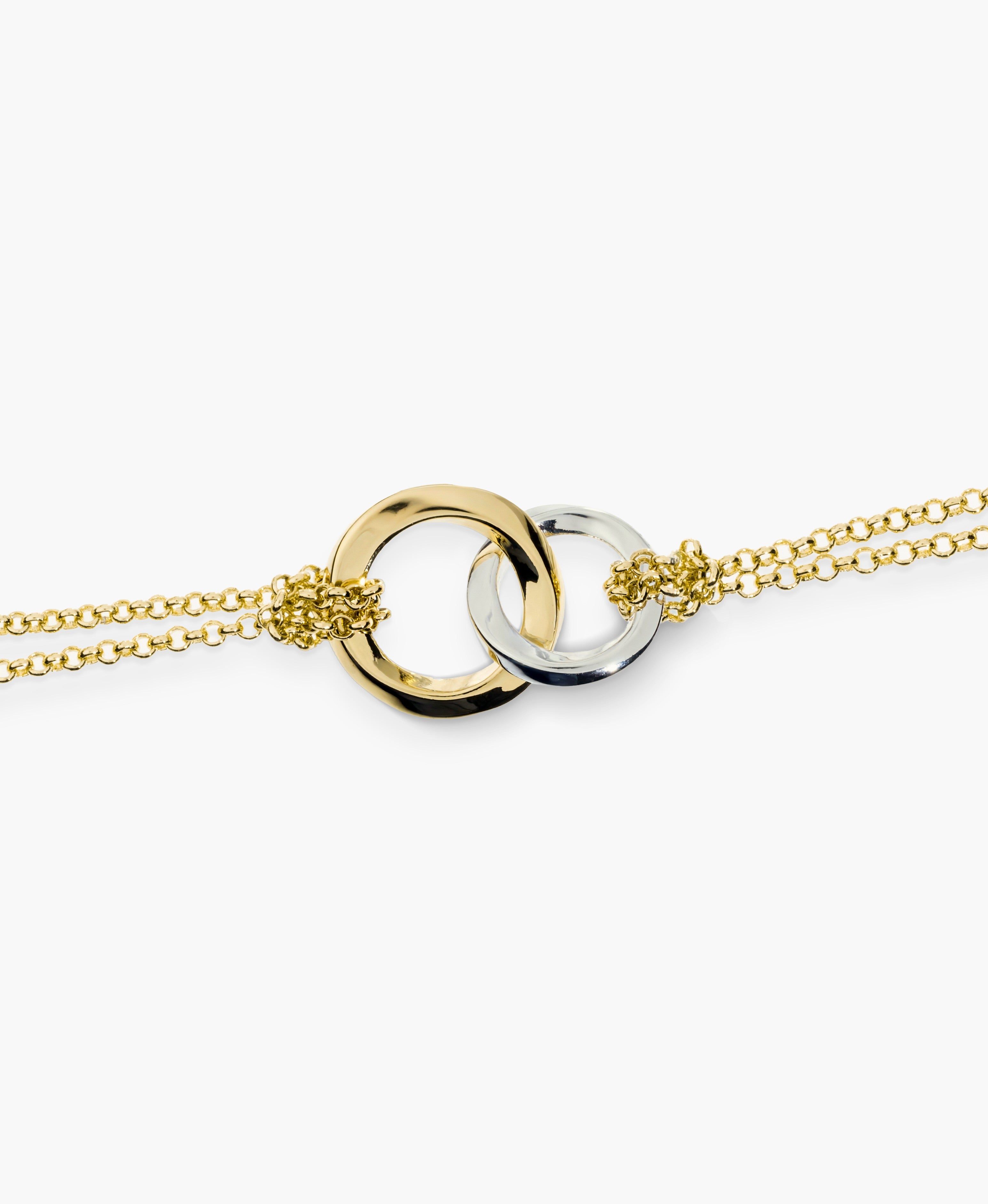 Interlocking Two-Tone Circle Necklace