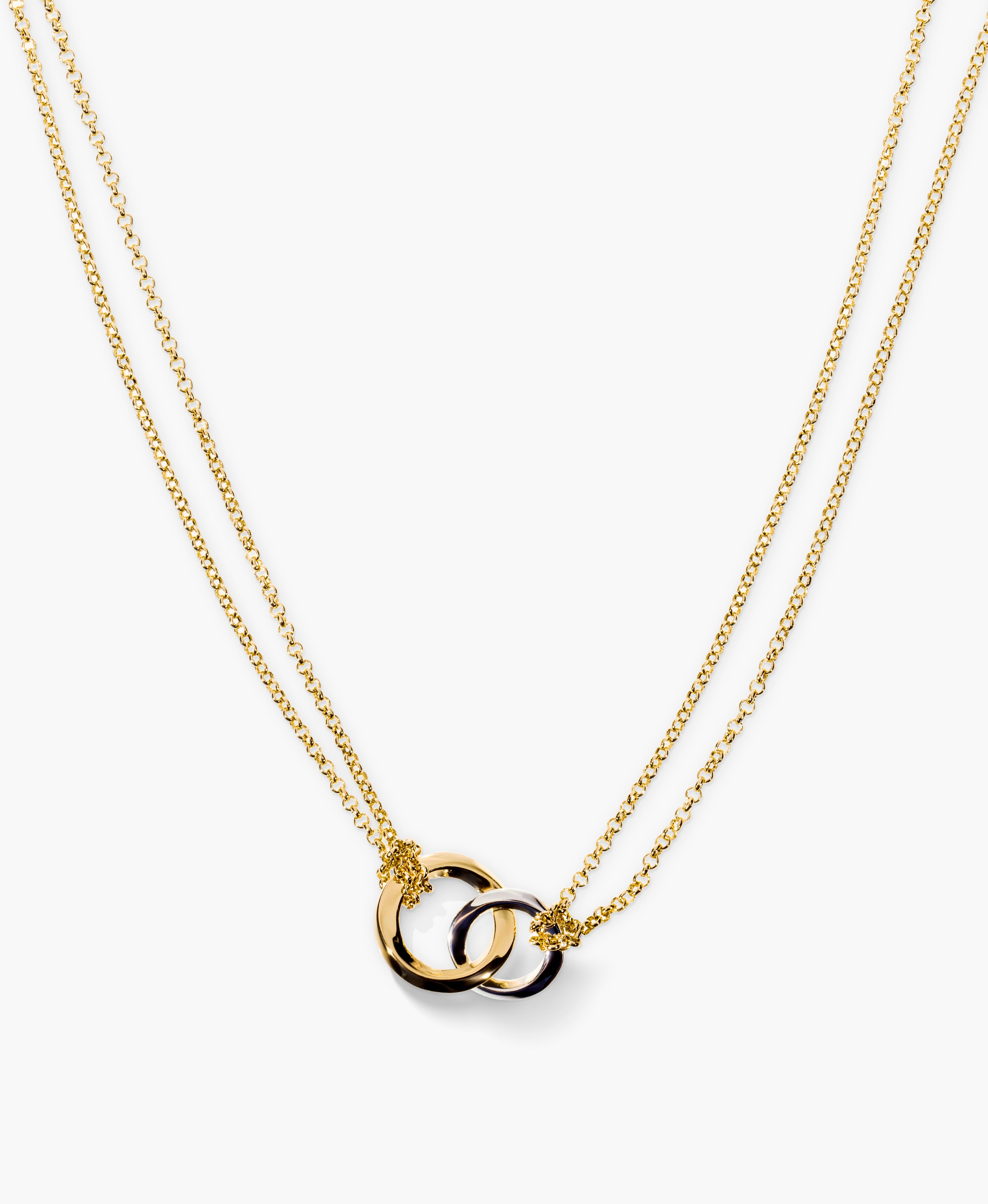 Interlocking Two-Tone Circle Necklace
