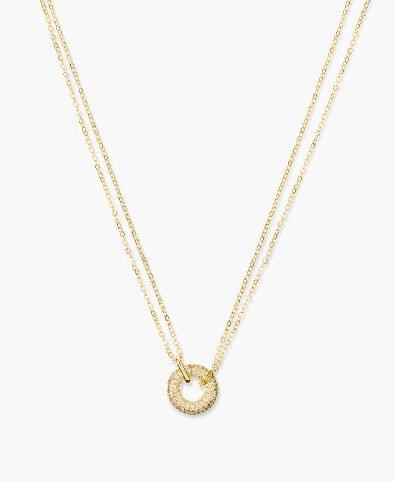 Pavé Circle Pendant Necklace