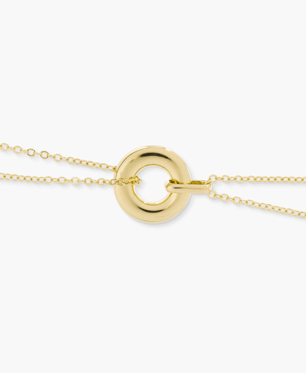 Sculpted Circle Double Chain Necklace
