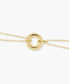 Sculpted Circle Double Chain Necklace