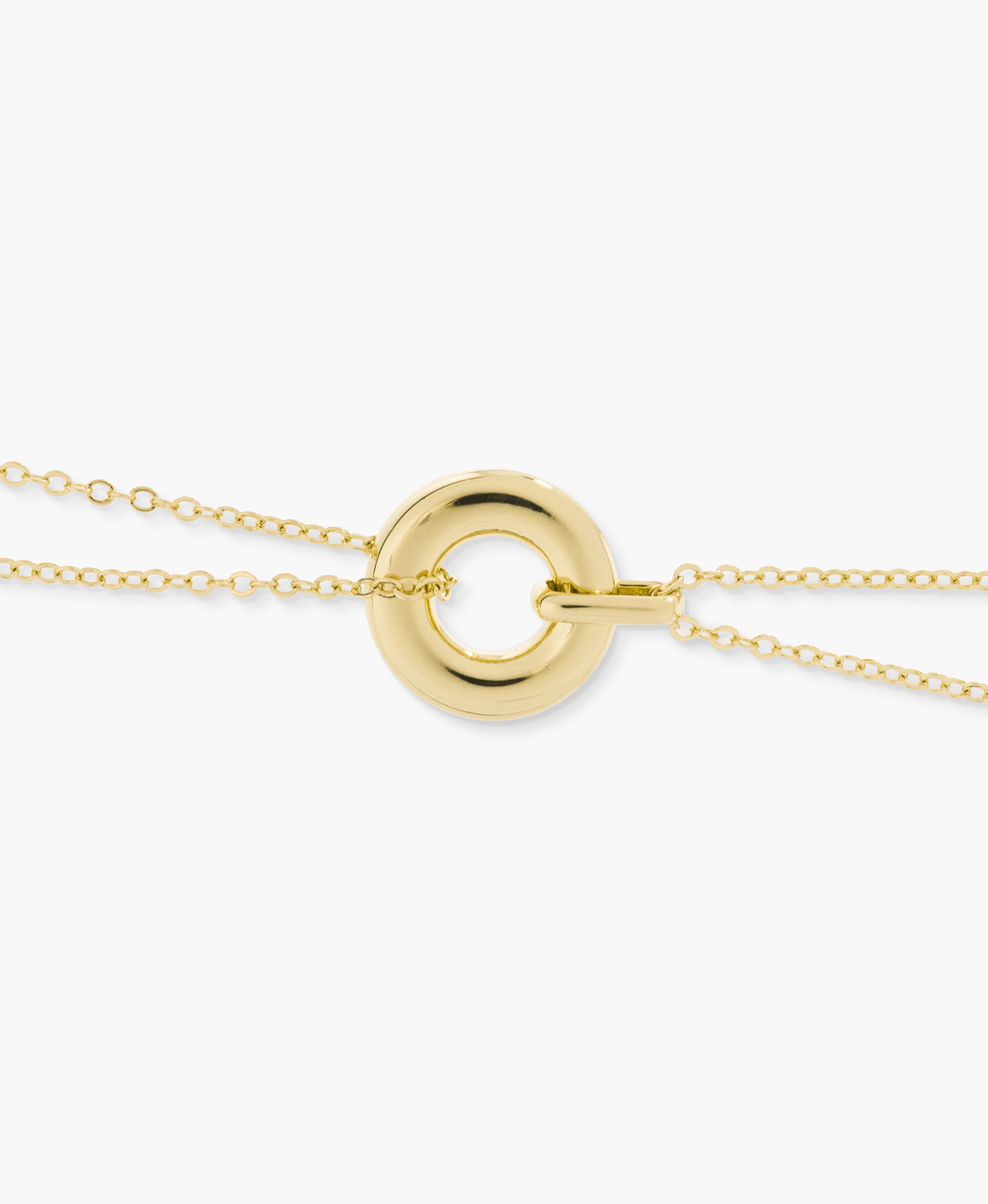 Sculpted Circle Double Chain Necklace