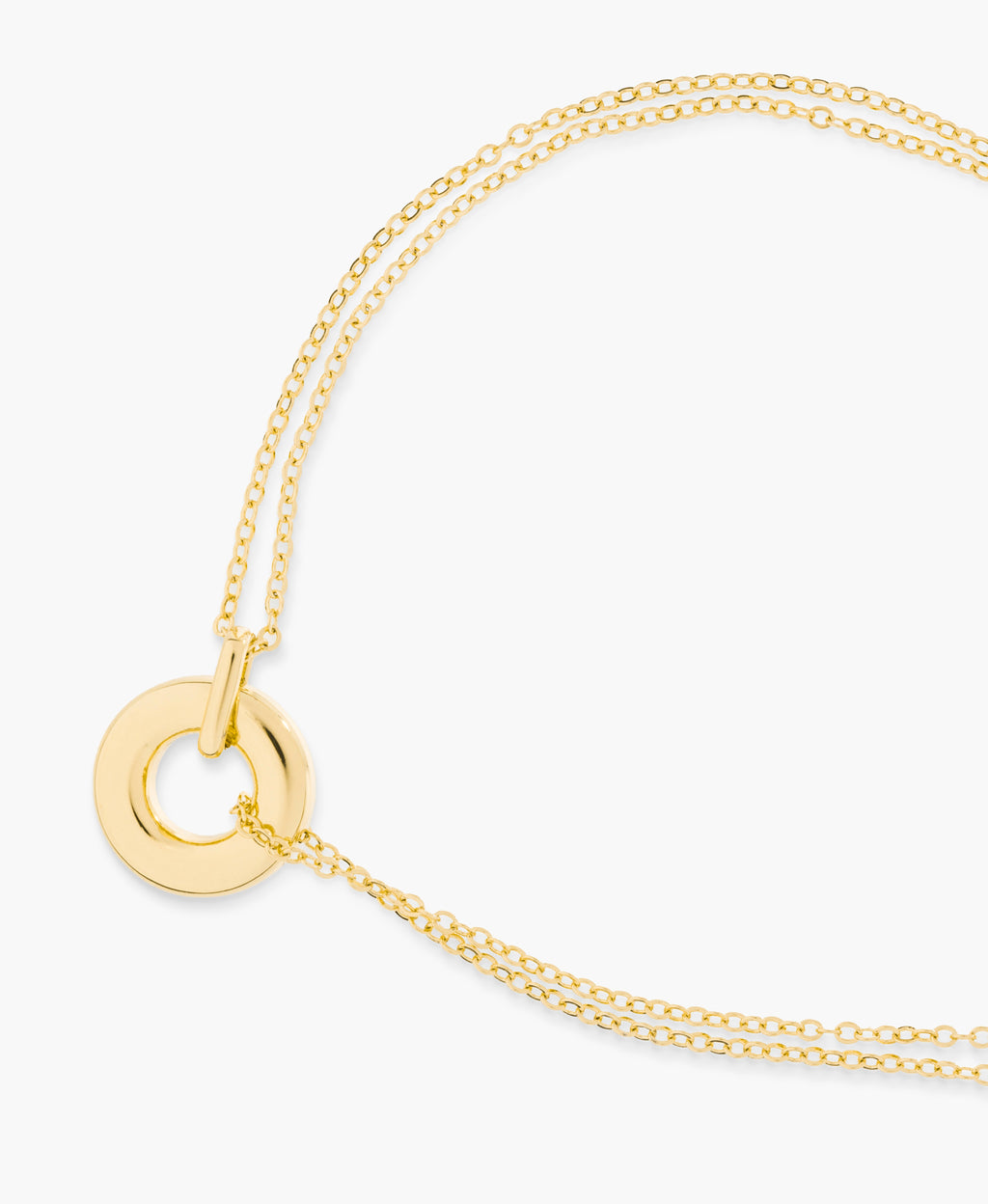 Sculpted Circle Double Chain Necklace