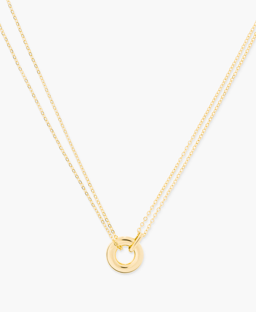 Sculpted Circle Double Chain Necklace