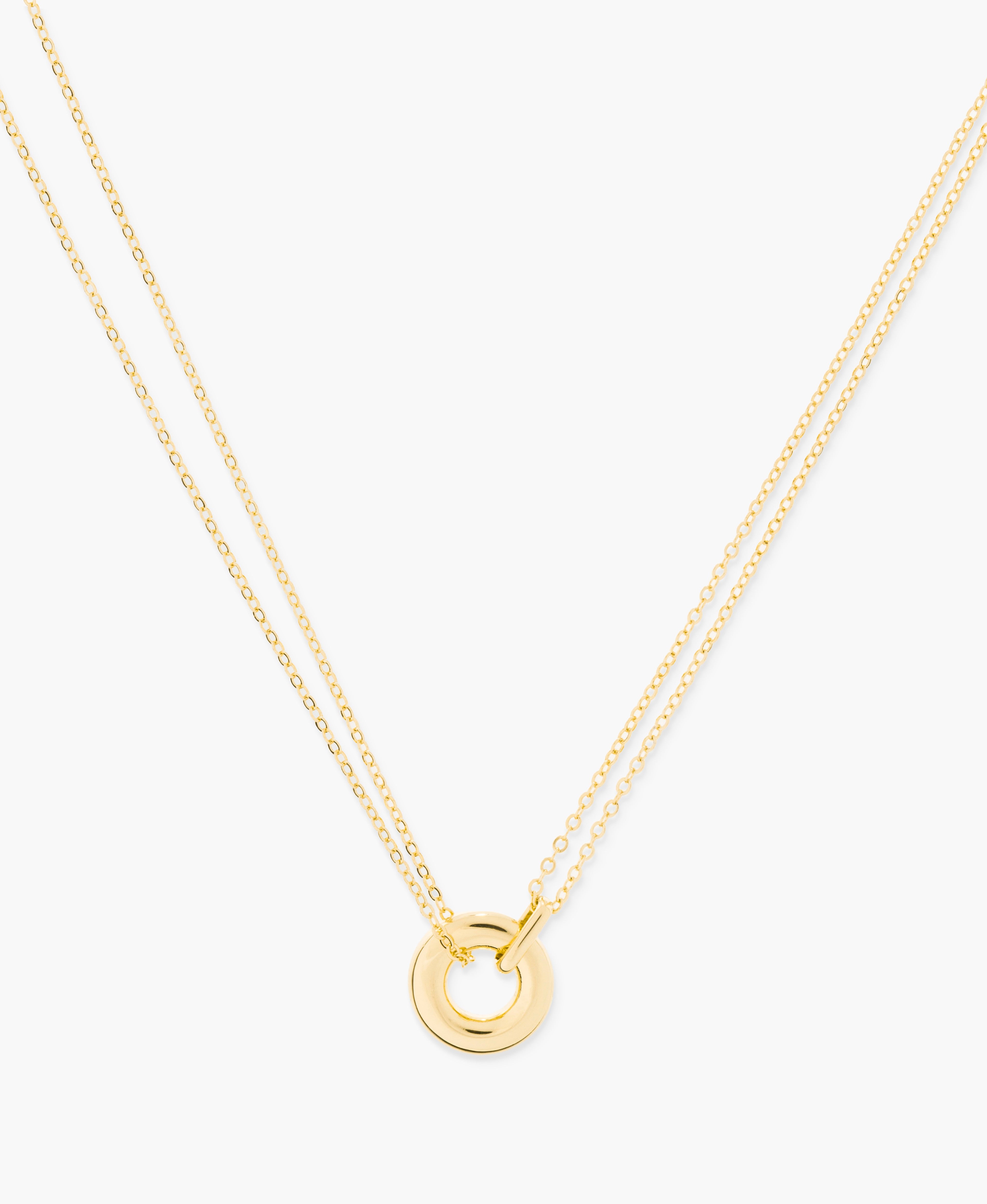 Sculpted Circle Double Chain Necklace
