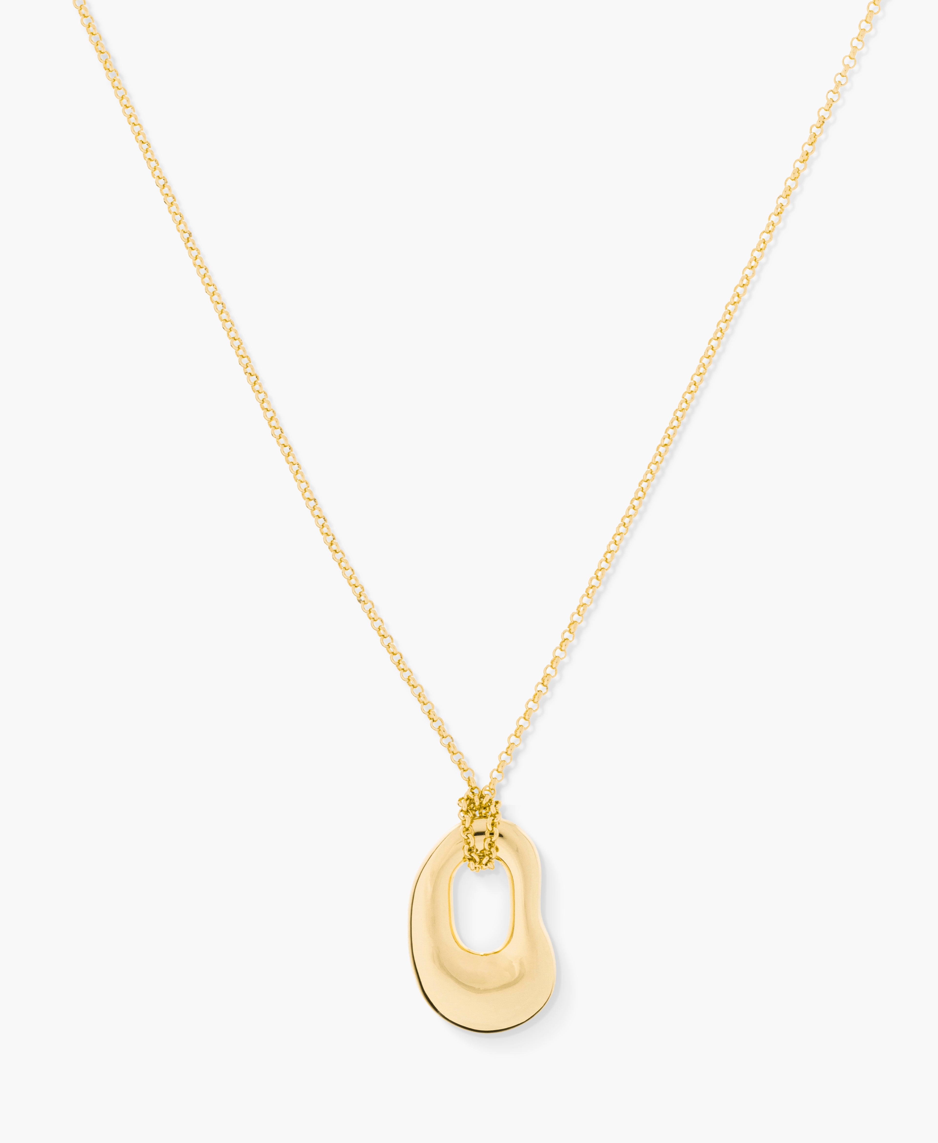 Sculpted Oval Pendant Necklace